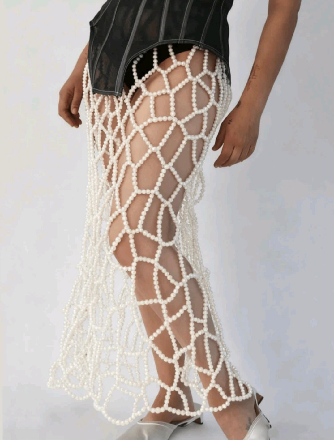 Hand made pearl beaded skirt-one size