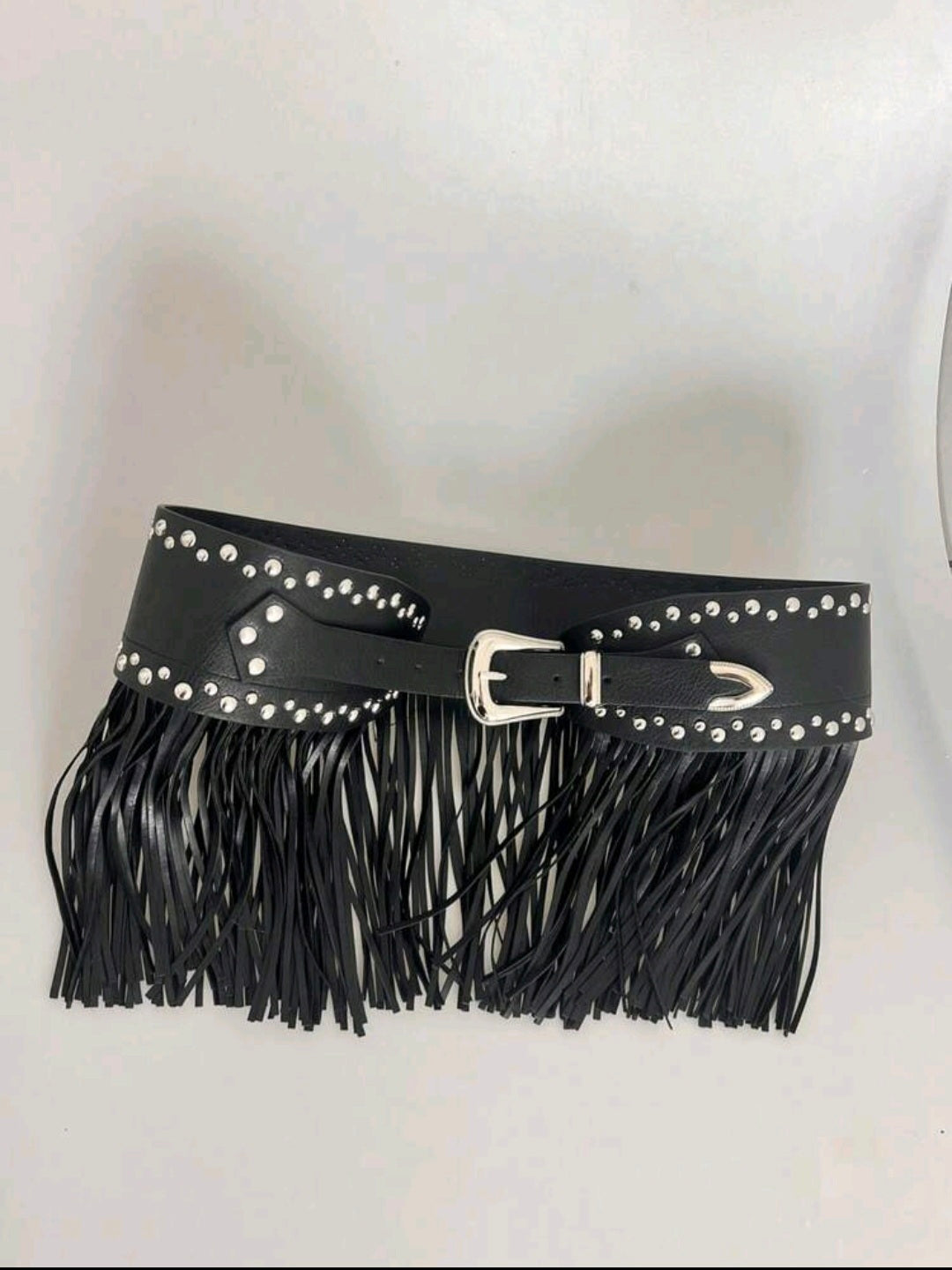 Black Leather Rivet Belt