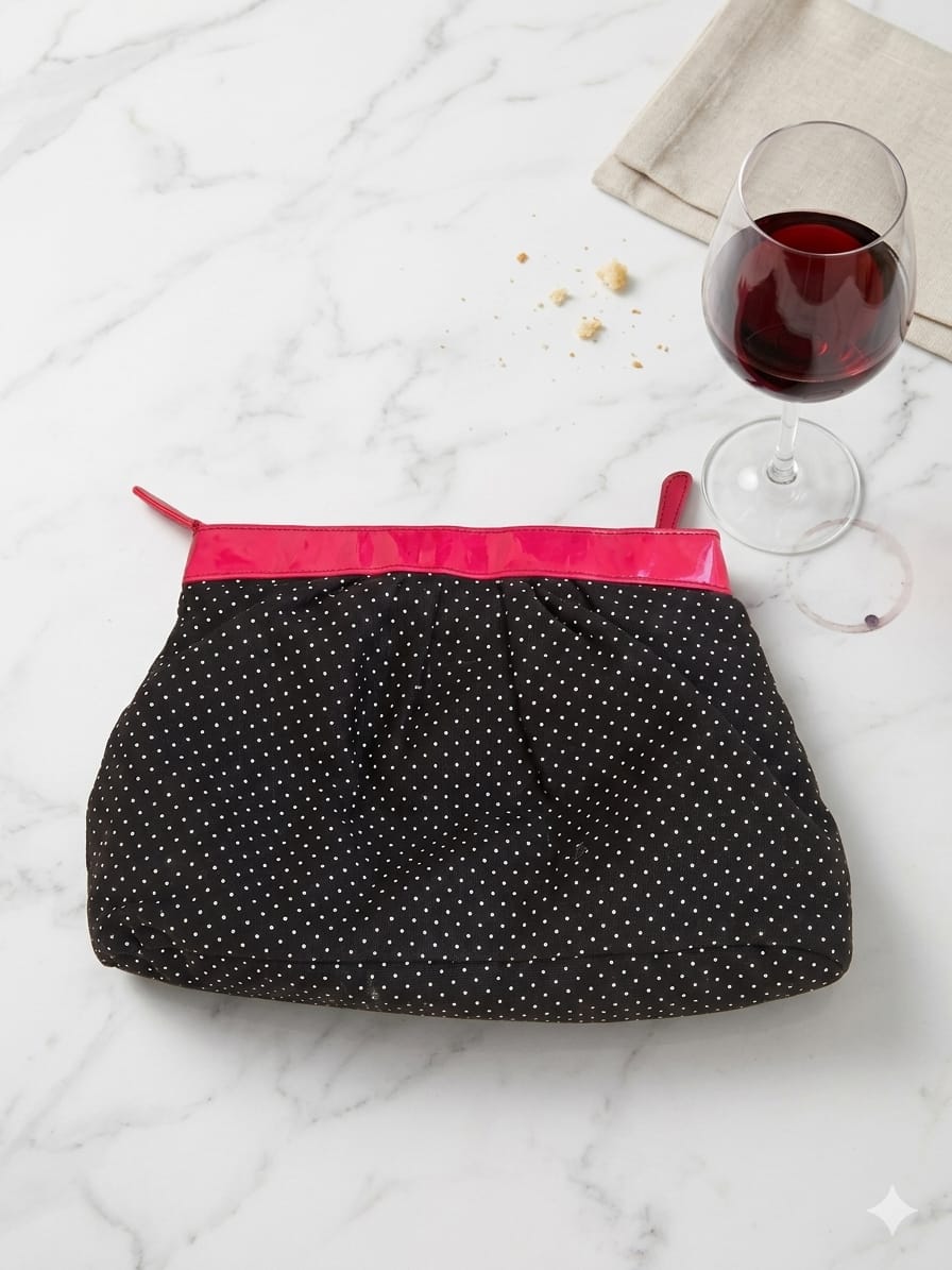 Polka Dot Pink Trim Clutch