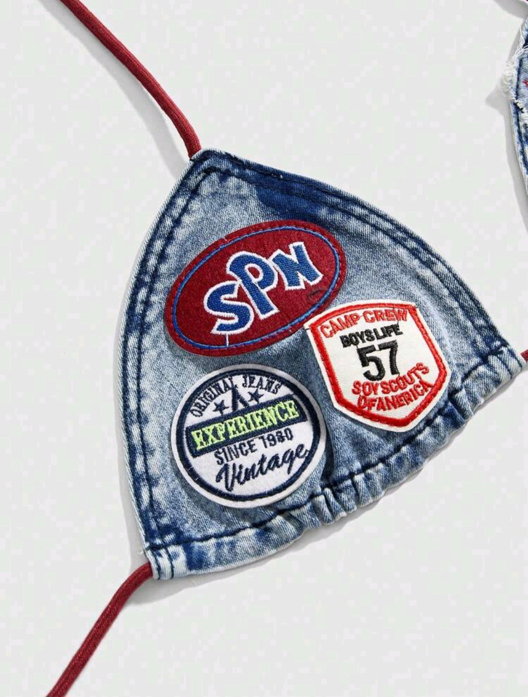 Slogan Denim Bralet — UK 16