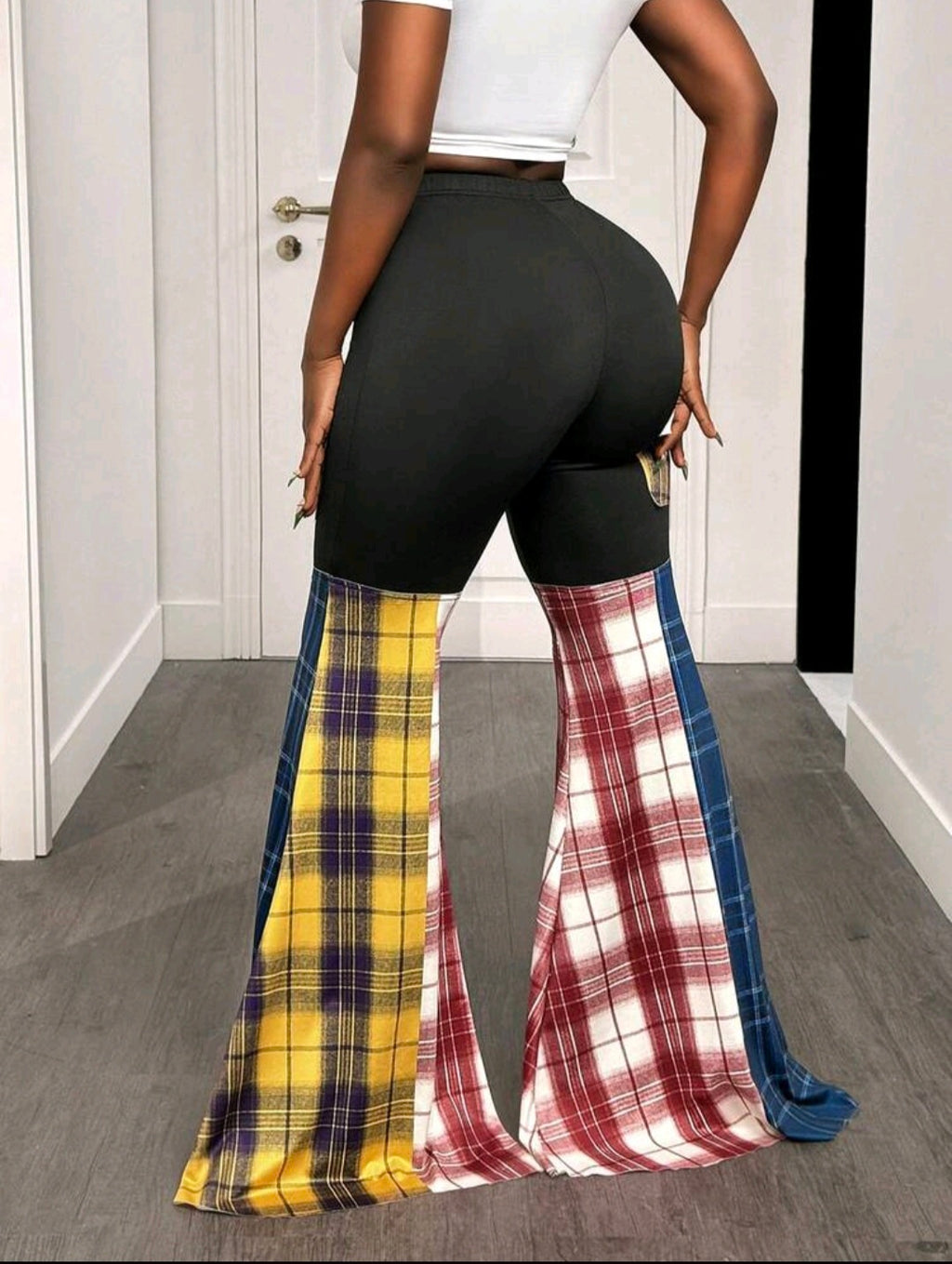 Color Block Plaid Flare — UK 16