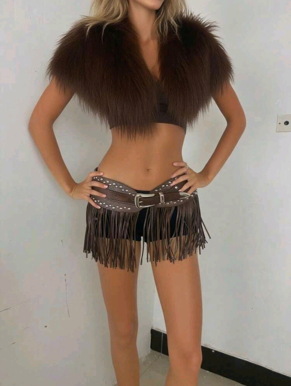 Brown Leather Rivet Belt