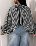 Striped Blouse With Oversize Bow UK-12/14