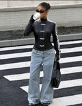 Faux Leather Sports Jacket With White Trim UK-8