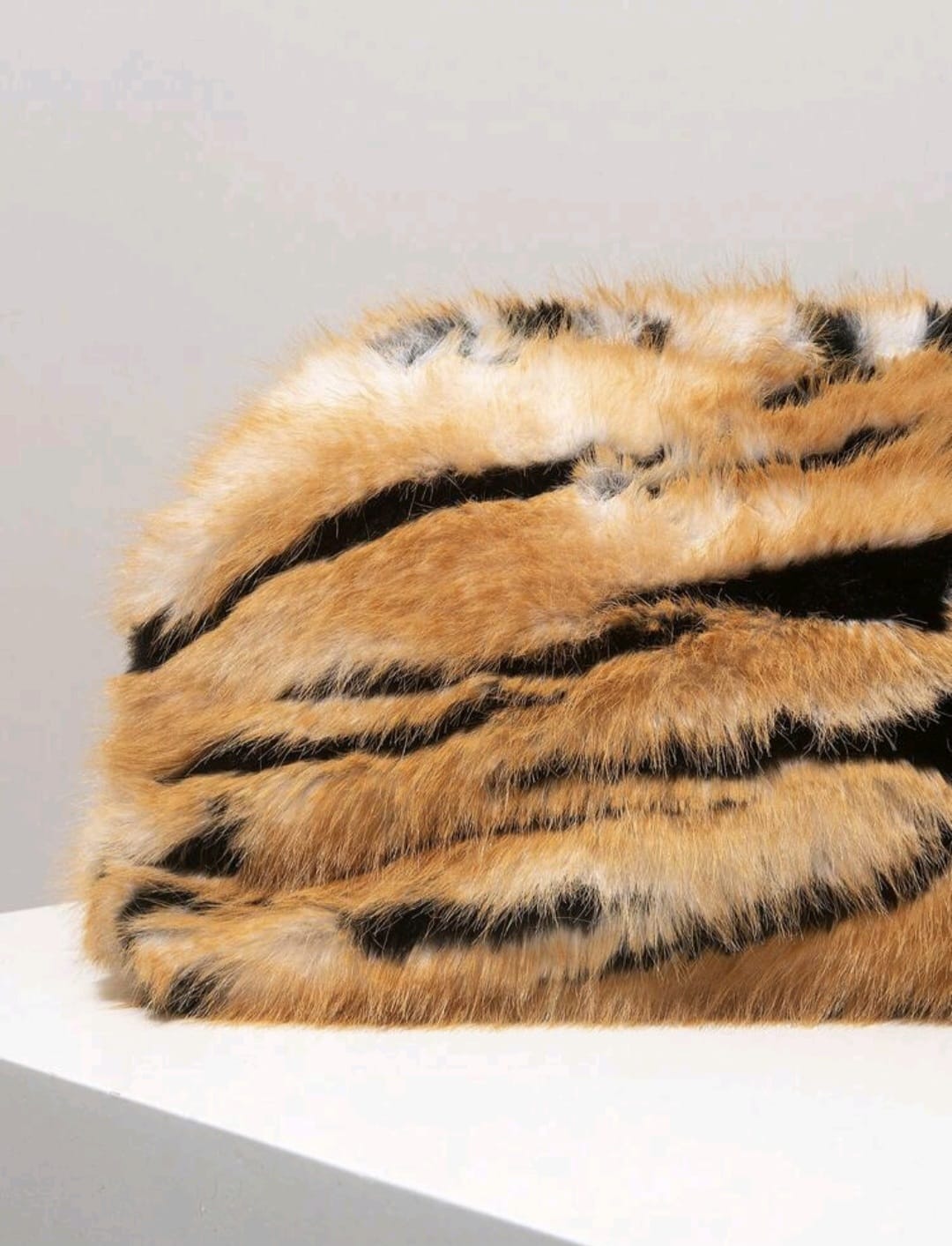 Large Tiger Print Faux Fur Clutch Bag B