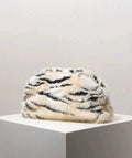 Large Light Tiger Print Faux Fur Clutch Bag B
