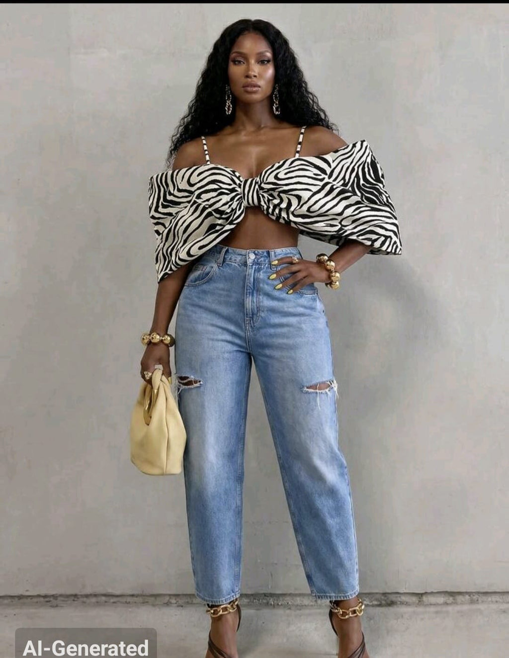 Zebra Print Bow Cropped Top UK-16